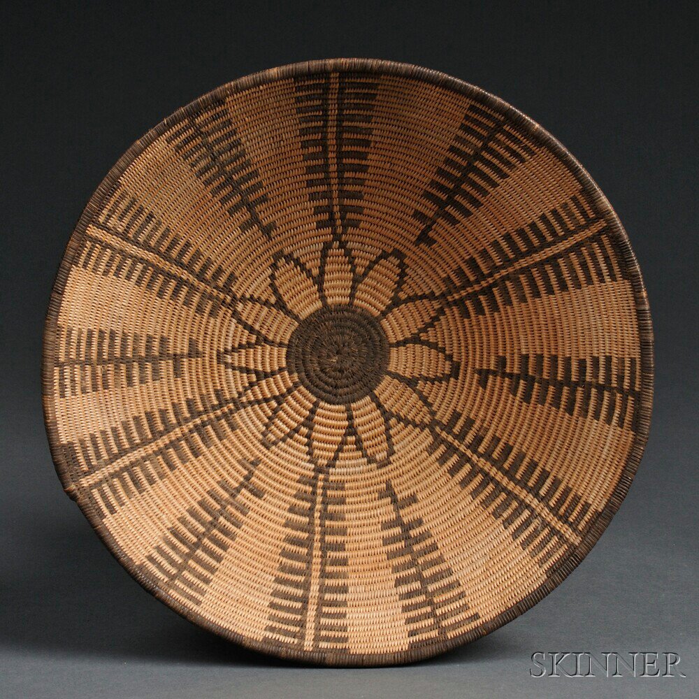 Appraisal: Apache Coiled Basketry Bowl c early th century with central