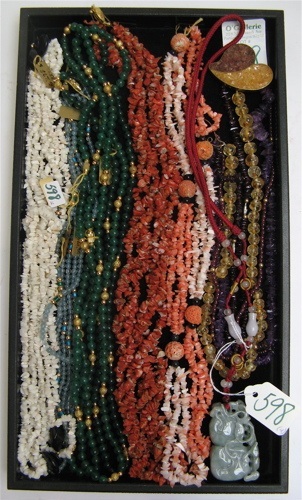 Appraisal: COLLECTION OF TWELVE BEADED NECKLACES including multi-strand of garnet amethyst