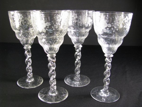 Appraisal: Ten nineteenth century etched and cut floral design crystal goblets