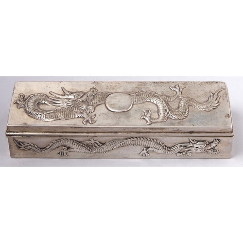 Appraisal: A Chinese silver repousse dragons box late th c cm