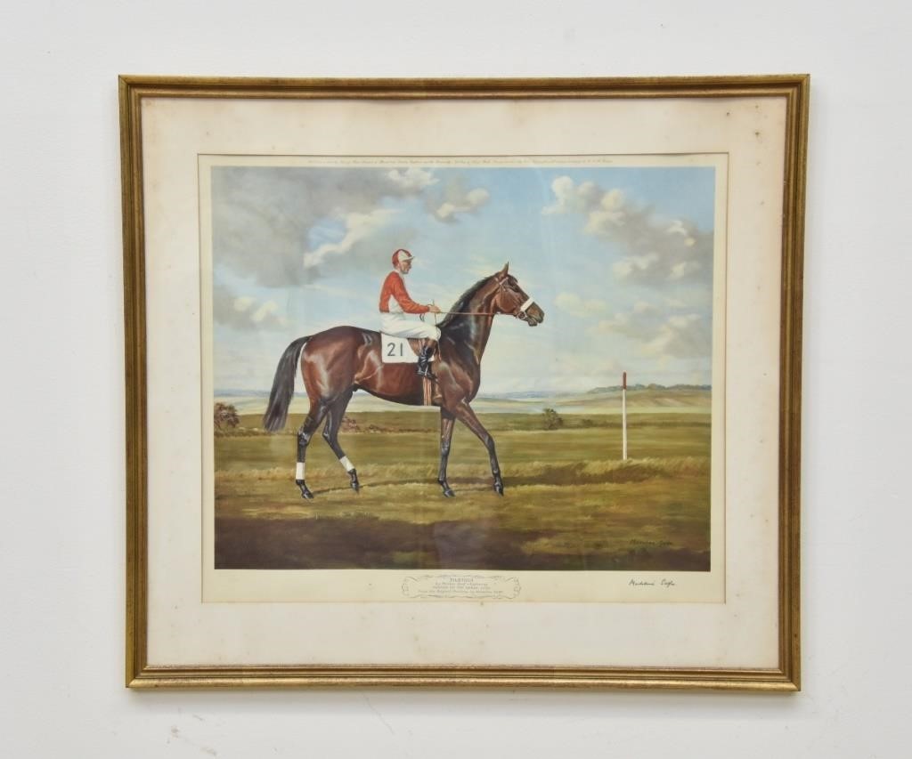 Appraisal: Madeline Selfe framed and matted equine artist proof Parthia Derby