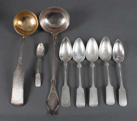 Appraisal: Two German silver ladles and six assorted German silver spoons