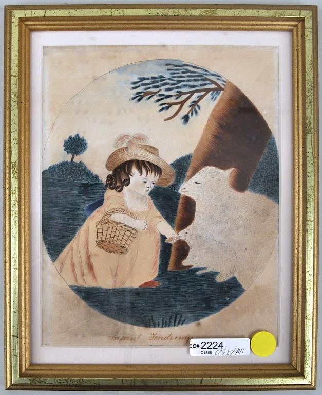 Appraisal: Folk Art Ink W C Titled Infant Tenderings verso Painted