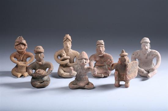 Appraisal: SEVEN COLIMA NAYARIT POTTERY FIGURES circa B C - A