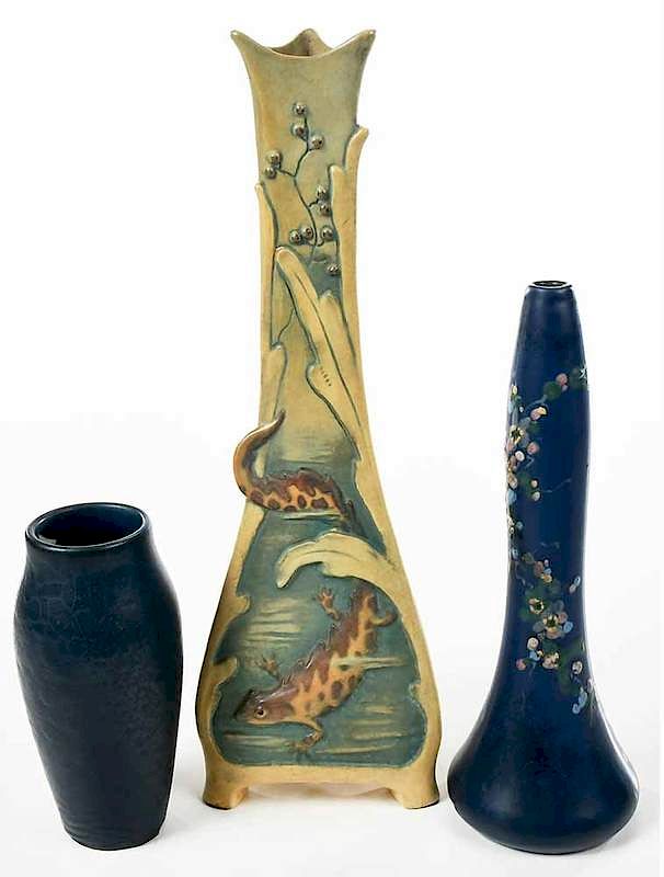 Appraisal: Rookwood Hudson and Teplitz Art Pottery Vases American th century