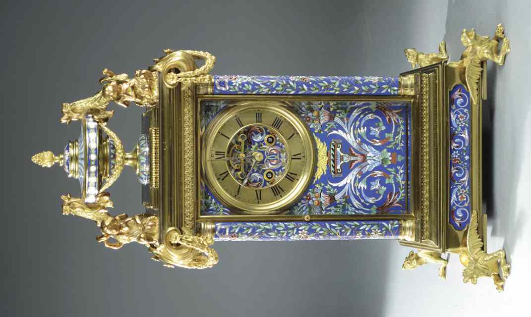 Appraisal: FRENCH GILT BRONZE AND ENAMELED CRYSTAL REGULATOR SHELF CLOCK th