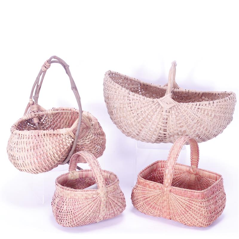 Appraisal: Four Handwoven baskets Large Buttocks Split Egg Basket baskets with