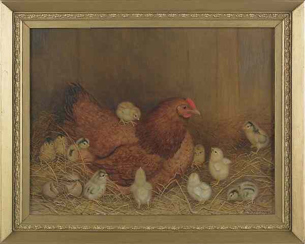 Appraisal: Ben Austrian American - oil on canvas of a hen