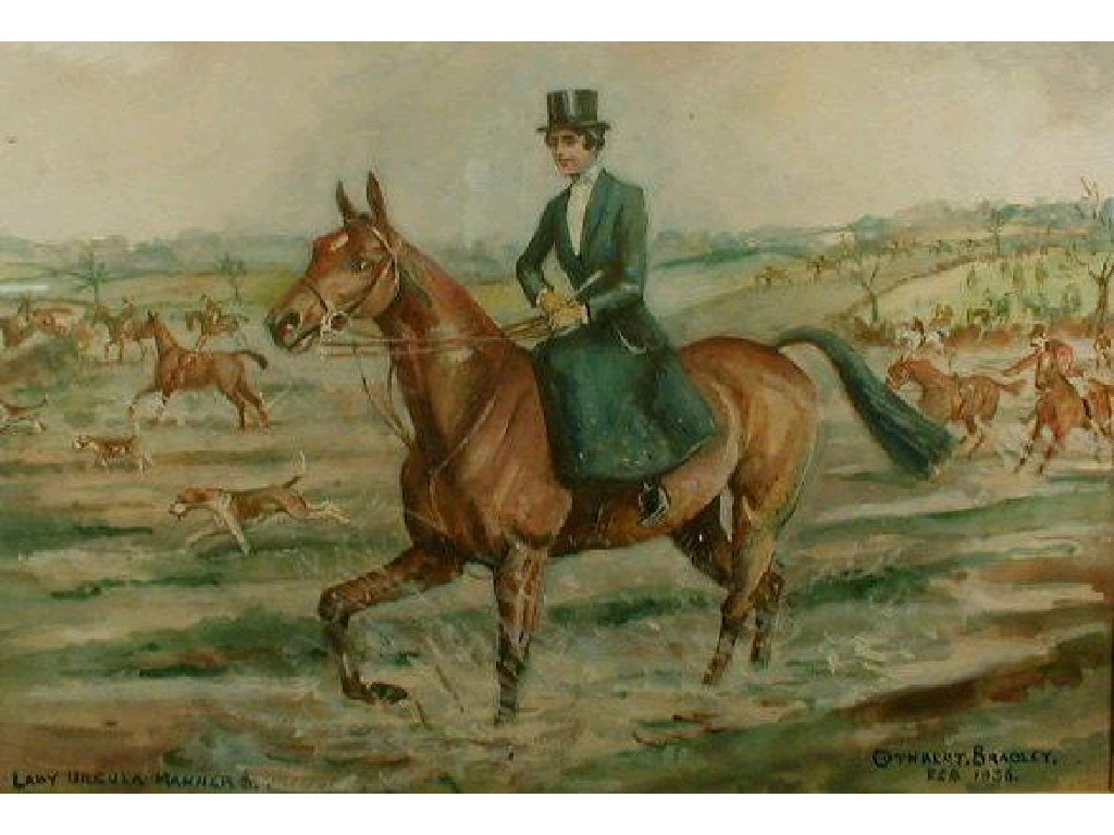 Appraisal: Cuthbert Bradley - Lady Ursula Manners hunting scene watercolour and