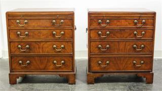 Appraisal: A Pair of Georgian Style Mahogany Chests of Drawers Height