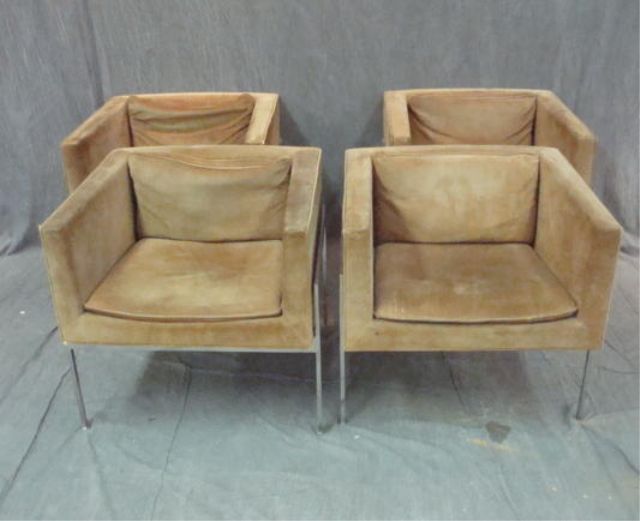 Appraisal: Set of Mid Century chrome suede chairs Estimate -