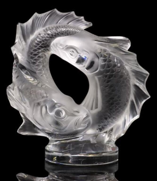 Appraisal: FRENCH LALIQUE 'DEUX POISSONS' CRYSTAL SCULPTUREFrench Lalique art glass figure