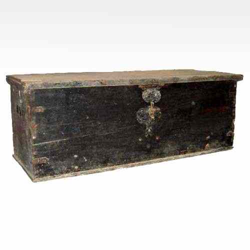 Appraisal: A Portuguese Iron Mounted Pine Coffer Trunk th century of