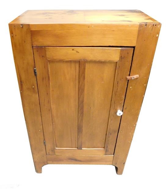 Appraisal: th th C single door cabinet stripped natural colored finish