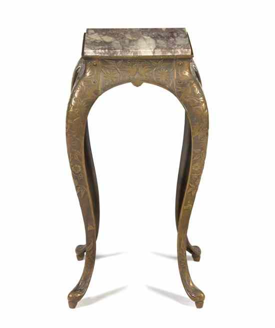 Appraisal: An Aesthetic Movement Bronze Pedestal having a square marble top