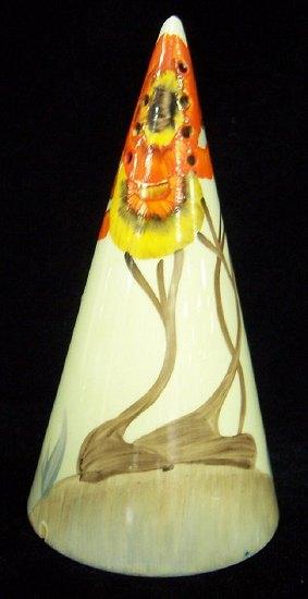 Appraisal: A Clarice Cliff sugar sifter of conical design 'Rodanthe' pattern