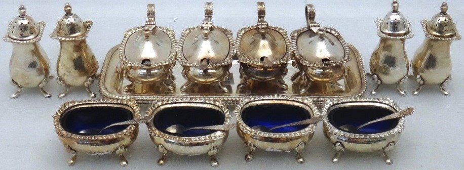 Appraisal: A group of modern silver condiments comprising four trays four