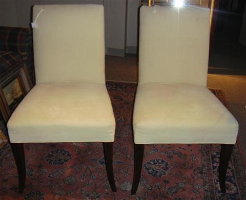 Appraisal: PAIR OF MODERN SIDE CHAIRS UPHOLSTERED IN BEIGE BRUSHED TWILL