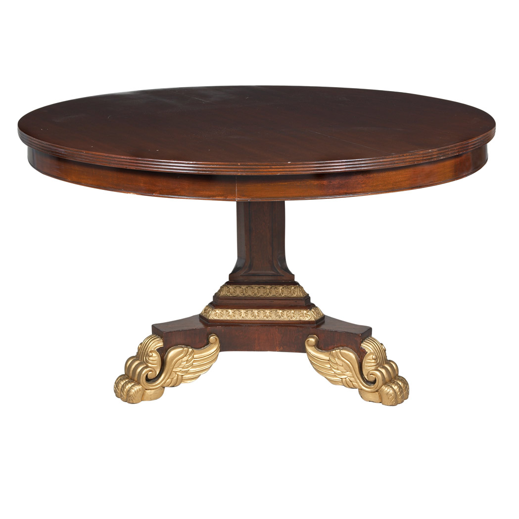 Appraisal: Empire Style Parcel Painted Mahogany Center Table Height inches diameter