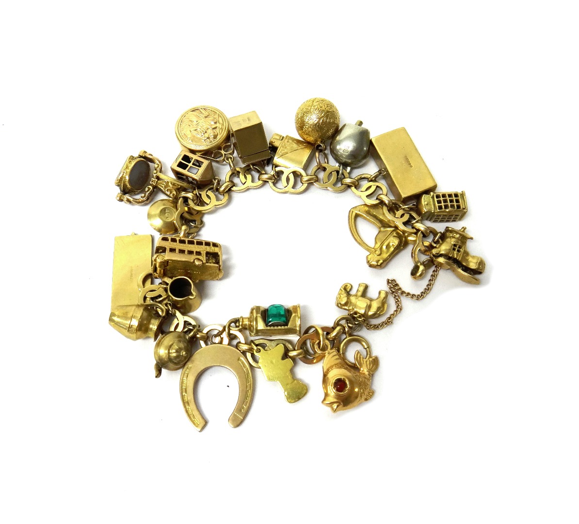 Appraisal: A ct gold charm bracelet in a twin circular link