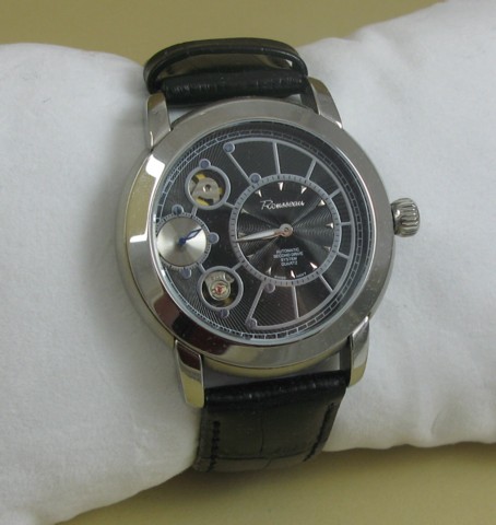 Appraisal: MAN'S ROUSSEAU ADAGIO BLACK WRISTWATCH model with automatic D -jewel