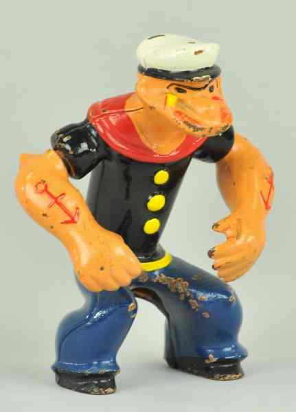 Appraisal: POPEYE CAST IRON MOTORCYCLE FIGURE Hubley figure for the popular