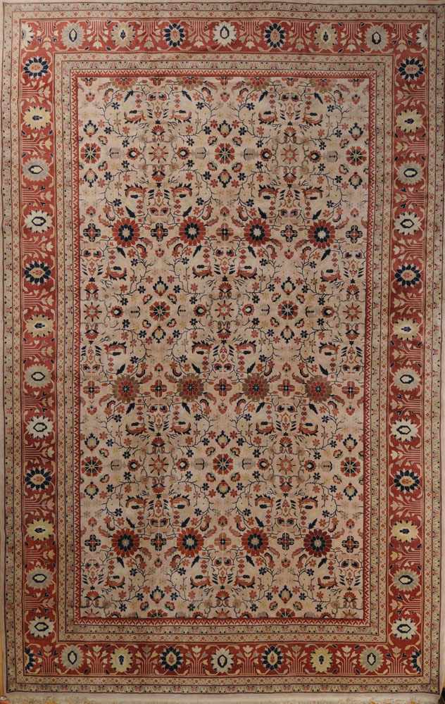 Appraisal: INDIAN CARPET OF PERSIAN DESIGN Worked with tan and rust