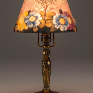 Appraisal: Pairpoint American Early th Century Reverse-Painted Puffy Boudoir Lamp painted