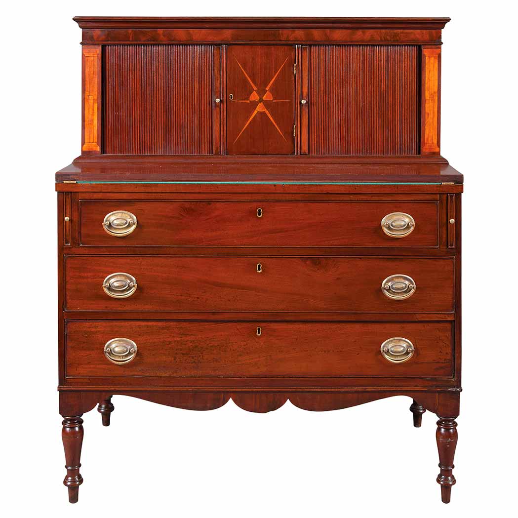 Appraisal: Federal Inlaid Mahogany Tambour Secretary Desk New England early th