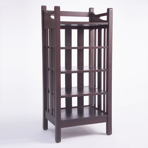 Appraisal: STICKLEY BROTHERS Mahogany magazine stand with slats all around and