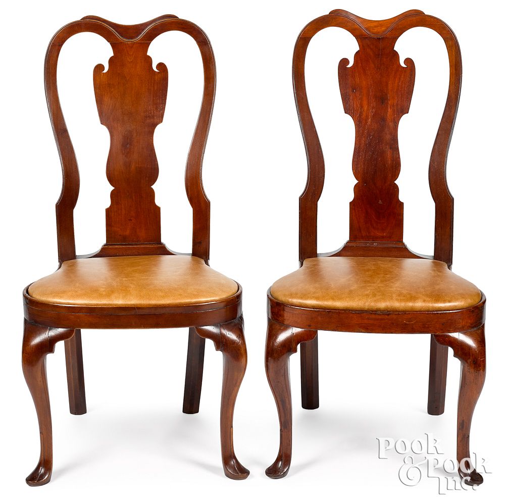 Appraisal: Pr of Philadelphia Queen Anne compass seat chairs Pair of