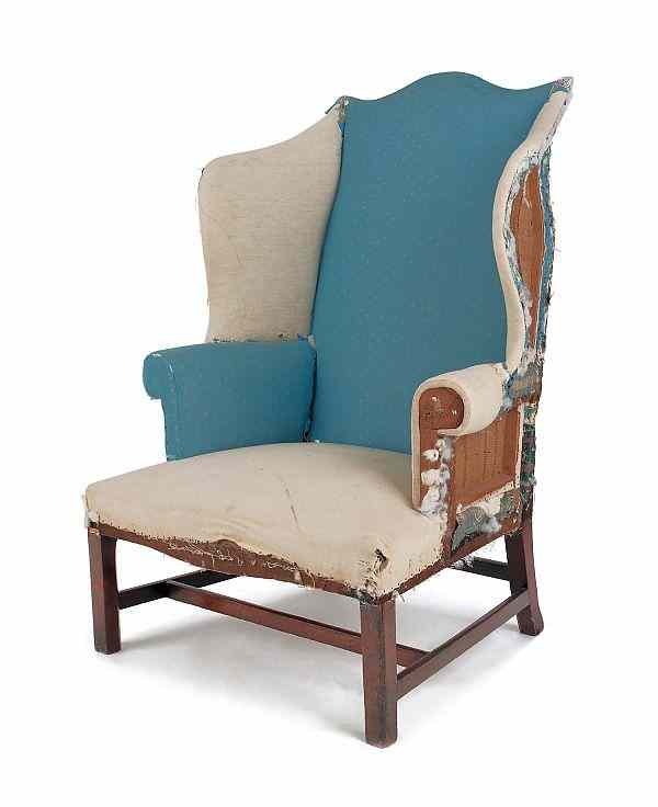 Appraisal: Mid-Atlantic Chippendale mahogany wing chair ca