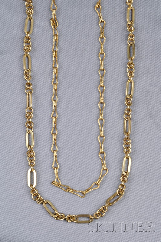 Appraisal: Two kt and kt Gold Chains an kt gold chain