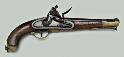 Appraisal: Flintlock muzzle loading pistol in tapered barrel trigger guard with