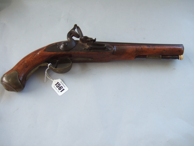 Appraisal: A flintlock holster pistol late th century cm the circular