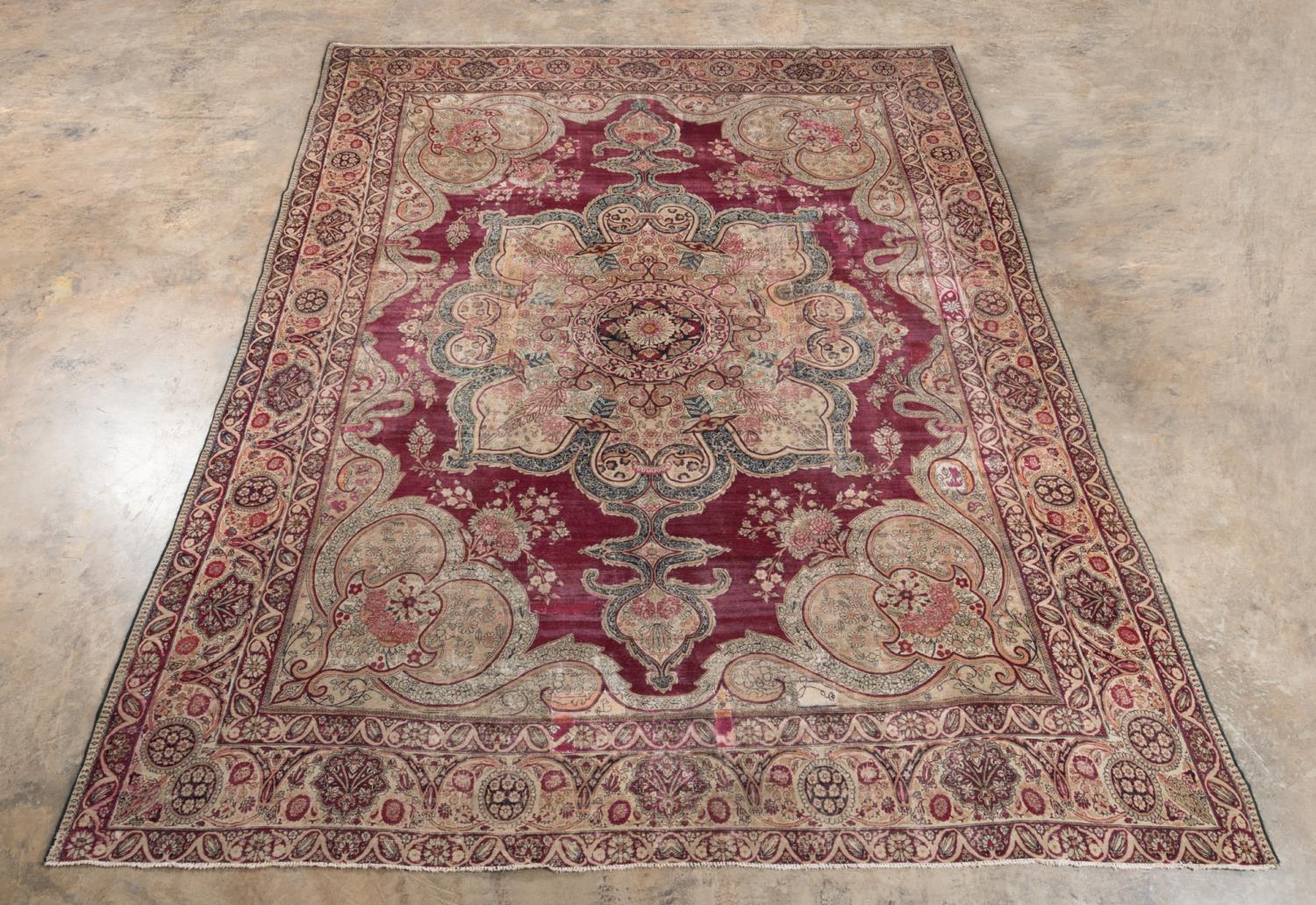 Appraisal: HAND KNOTTED WOOL PERSIAN KERMAN X Hand knotted wool Persian