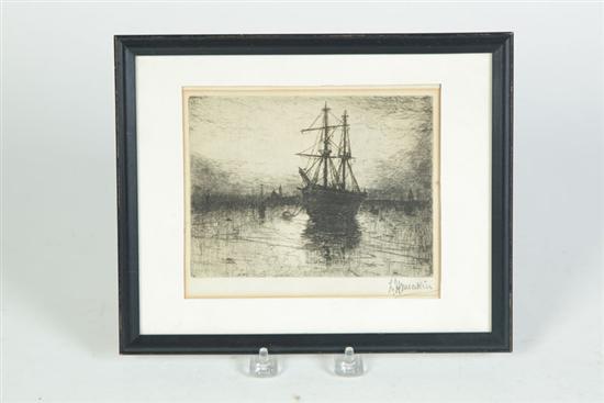 Appraisal: PRINT OF A SHIP BY LEWIS HENRY MEAKIN CINCINNATI -