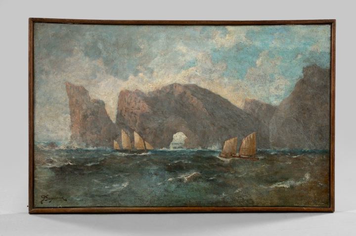 Appraisal: Continental School Fourth Quarter th Century Ships Approaching Sea Caves