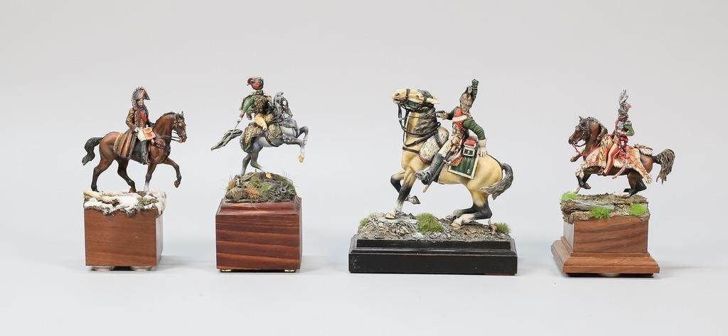 Appraisal: hand painted metal toy soldier figures All on wooden bases