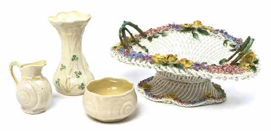 Appraisal: A Collection of Four Belleek Articles comprising a basket a