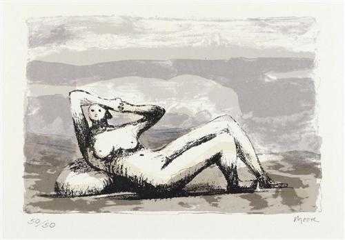 Appraisal: MOORE HENRY Castleford - Much Hadham Reclining Figure with stormy