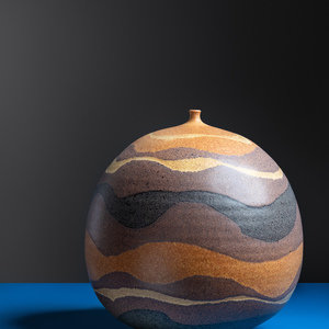 Appraisal: Clyde Burt American - Vessel glazed stoneware signed with paper