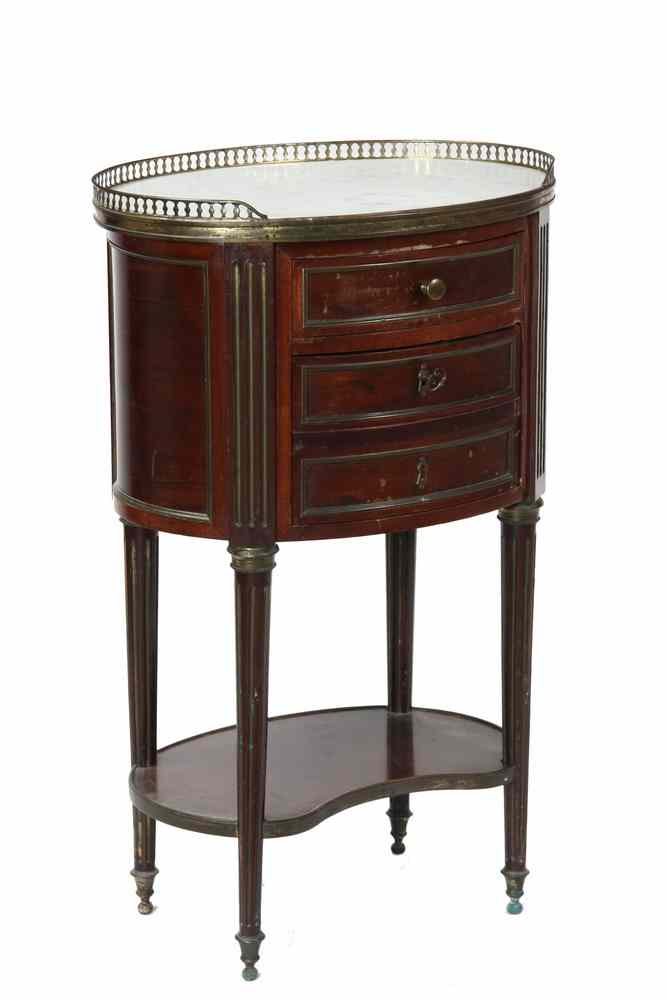 Appraisal: NIGHT STAND - th c mahogany French style marble top