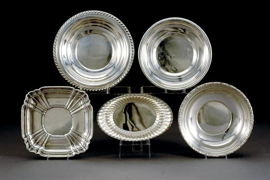 Appraisal: American sterling bowls and tray Reed Barton reeded oval bowl