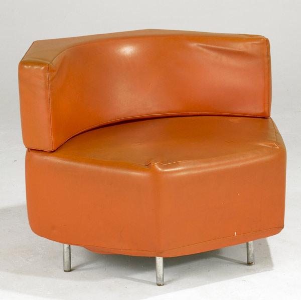 Appraisal: HARVEY PROBBER Rare hexagon lounge chair in vinyl upholstery on