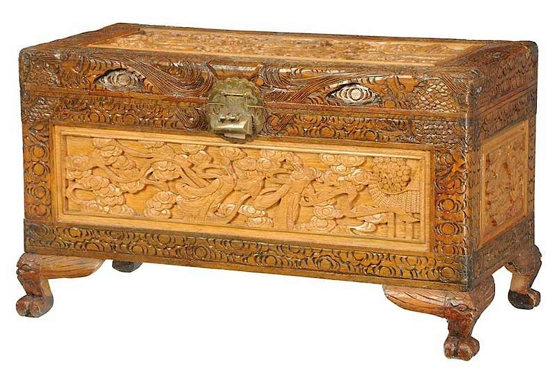 Appraisal: Chinese Carved Lift Top Chest th century carved at every