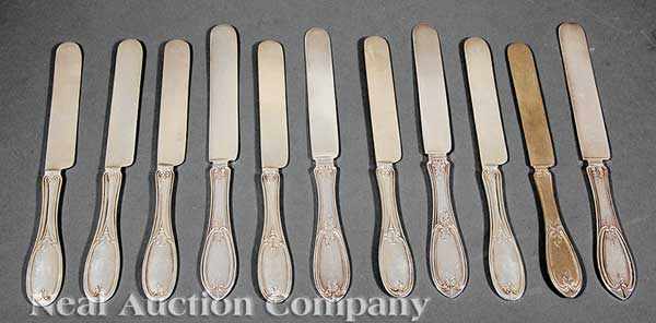 Appraisal: A Group of Coin Silver Knives in Variant Olive Patterns