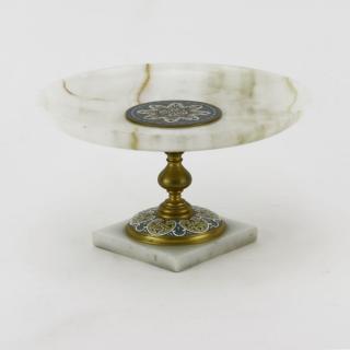 Appraisal: Antique French Onyx and Champleve Enamel Tazza Antique French Onyx