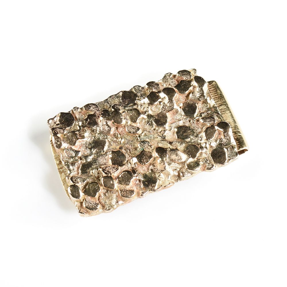 Appraisal: A K YELLOW GOLD NUGGET STYLE MONEY CLIP A K