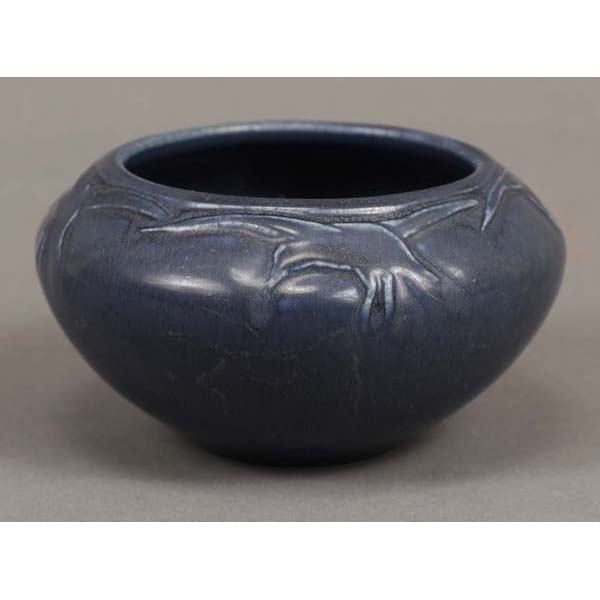 Appraisal: Scarce Rookwood Rooks Bowl dark blue matt glaze Molded with